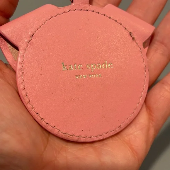 Kate Spade Spademals Rococo Pink Mod Dog Leather Dangle Keyring Bag Charm GUC - Picture 8 of 10